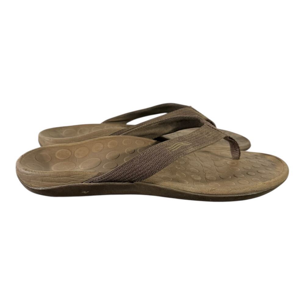 Vionic Men’s Thong Sandals Brown Orthopedic Beach Flip Flop Slippers Size 11